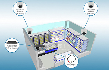 Комплект видеонаблюдения для небольшого магазина на 2 камеры